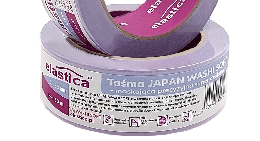 Taśma maskująca Elastica  JAPAN WASHI SOFT VIOLET 38mm/50m 
