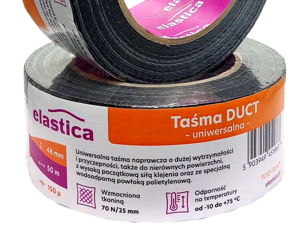Taśma naprawcza uszczelniająca DUCT TAPE BLACK Elastica 48mm/50m TU101 CZARNA Gaffer Gaffa