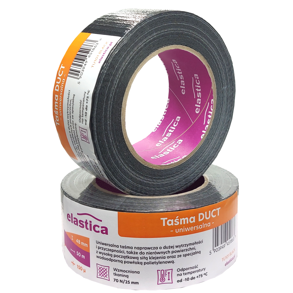 Taśma naprawcza uszczelniająca DUCT TAPE BLACK Elastica 48mm/50m TU101 CZARNA Gaffer Gaffa