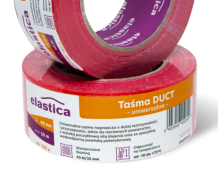 24x Taśma naprawcza DUCT TAPE RED Elastica 48mm/50m TU101 Gaffer Gaffa 