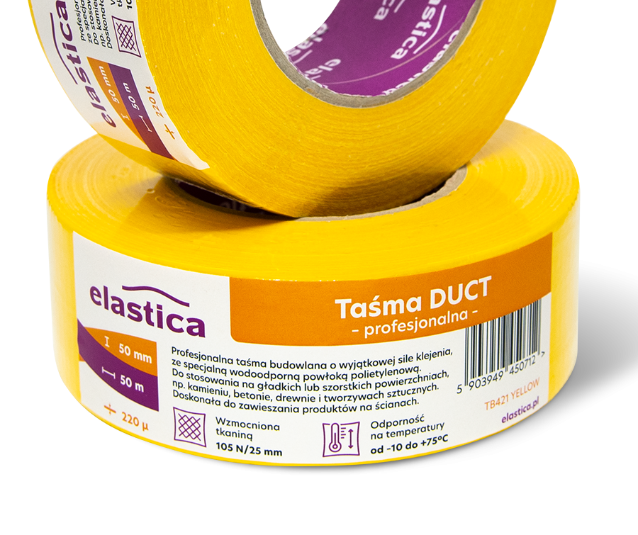 24x Taśma naprawcza DUCT TAPE YELLOW Elastica 50mm/50m TB421 Gaffer Gaffa