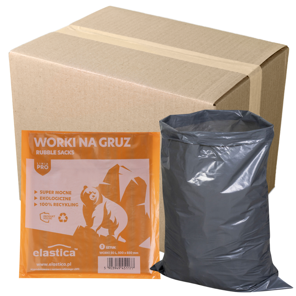 150x Worki budowlano-remontowe na gruz Elastica 50 litrów