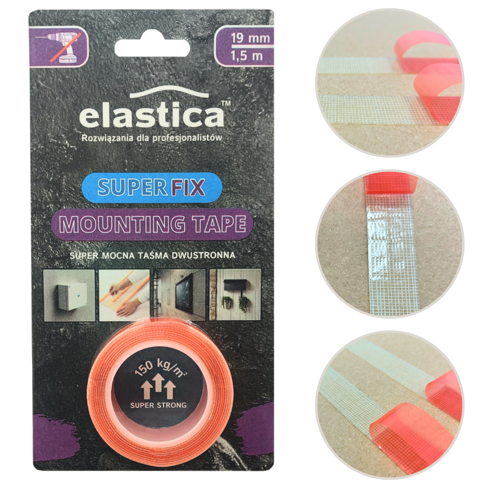 Taśma dwustronna Elastica SUPER-FIX  MOUNTING TAPE 19/1,5m