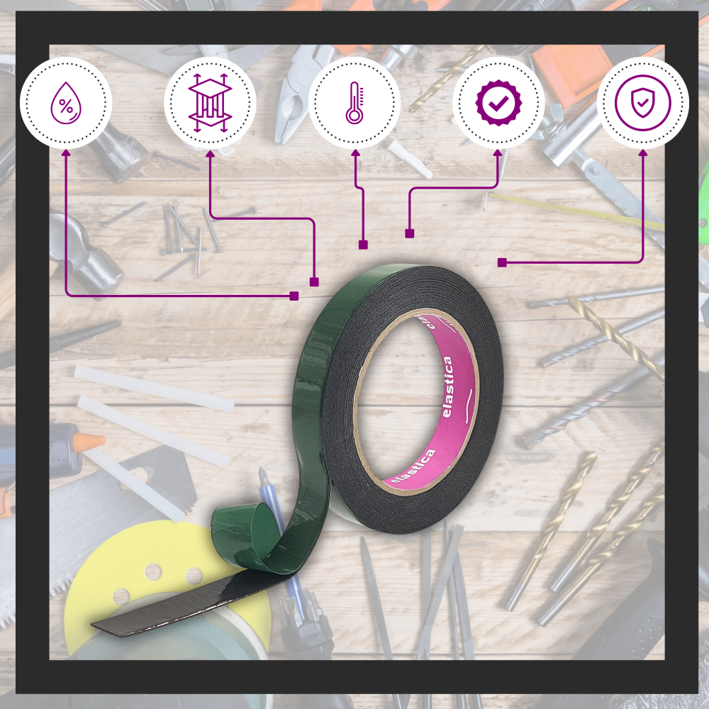 Taśma dwustronna piankowa czarna Elastica 19/5m TD RM BLACK