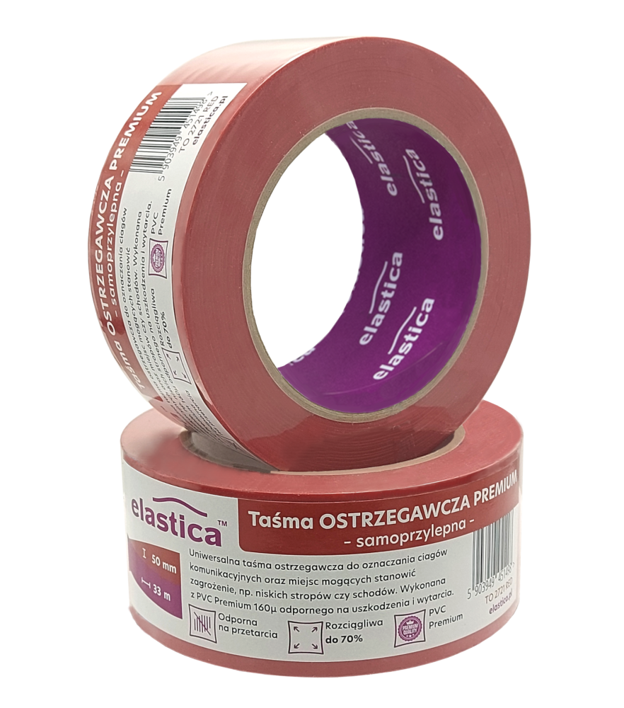 Taśma Ostrzegawcza Elastica PREMIUM PVC 50mm/33m  RED 