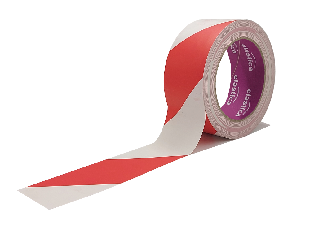 18x Taśma Ostrzegawcza Elastica PREMIUM PVC 50mm/33m WHITE/RED 