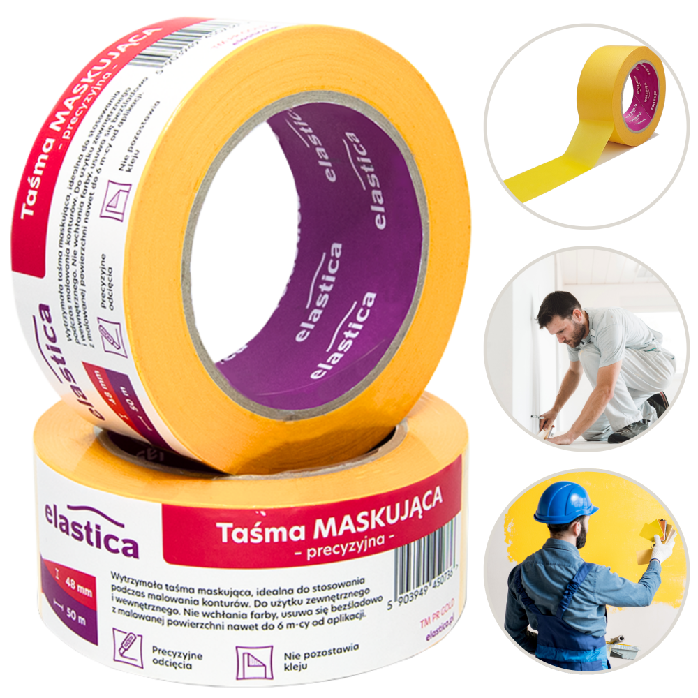 Taśma maskująca precyzyjna Elastica GOLD PRO ++ 48mm/50m TM PR 