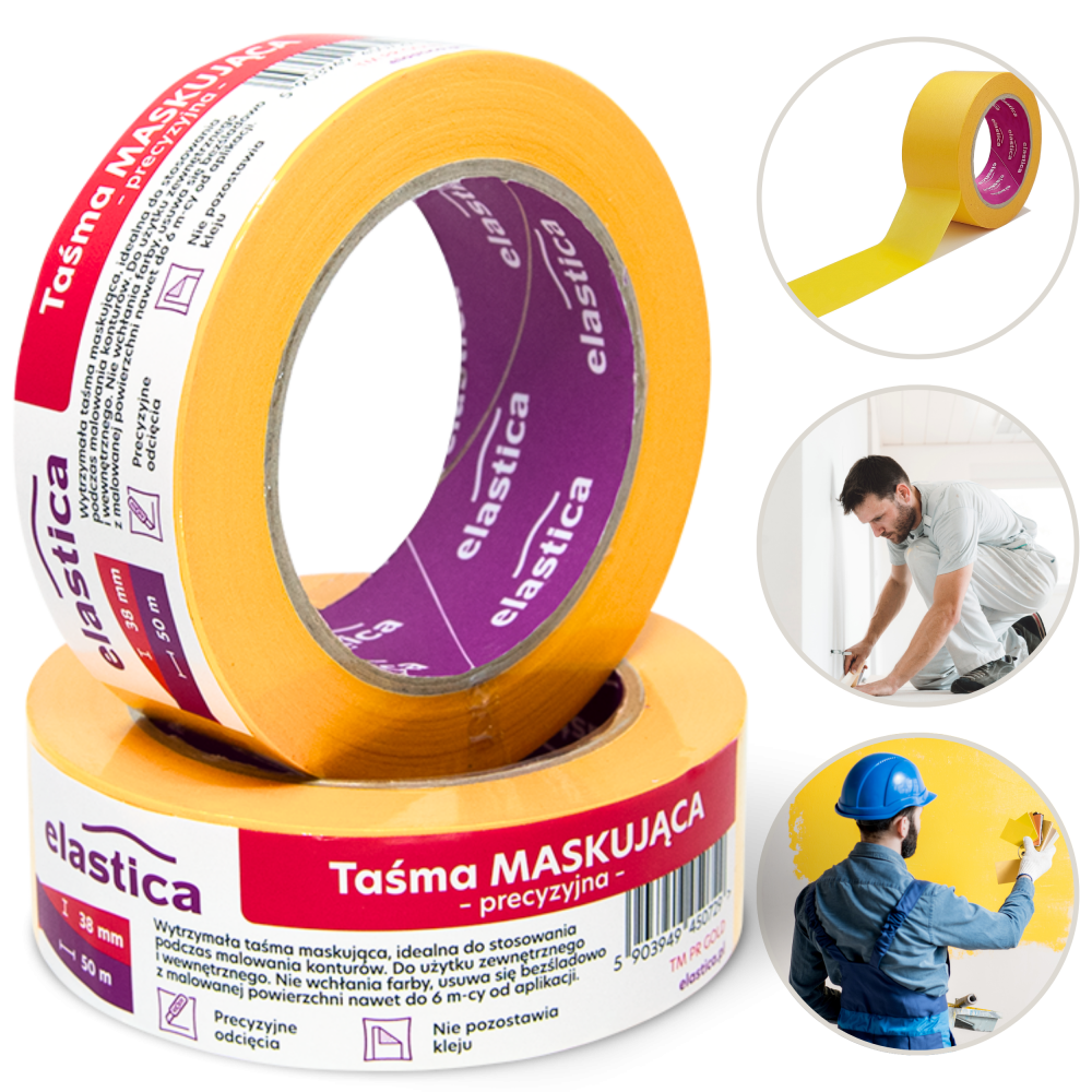 Taśma maskująca precyzyjna Elastica GOLD PRO ++ 38mm/50m TM PR 