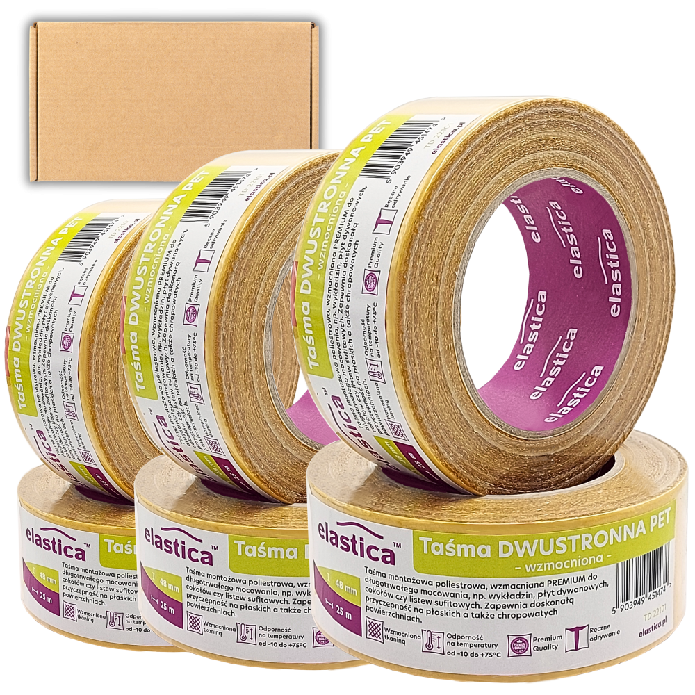 36x Taśma dwustronna PET Elastica 22101 PREMIUM 48mm/25m 