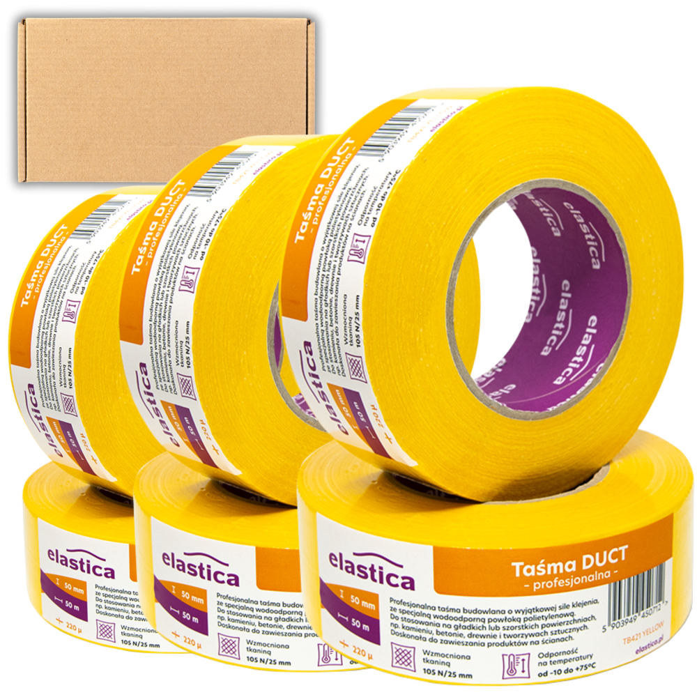 24x Taśma naprawcza DUCT TAPE YELLOW Elastica 50mm/50m TB421 Gaffer Gaffa