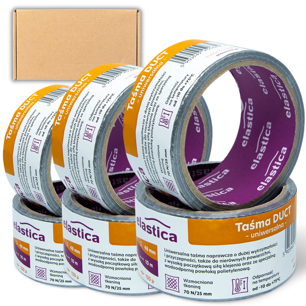 36x Taśma naprawcza DUCT TAPE SILVER Elastica 48mm/10m TU101 Gaffer Gaffa