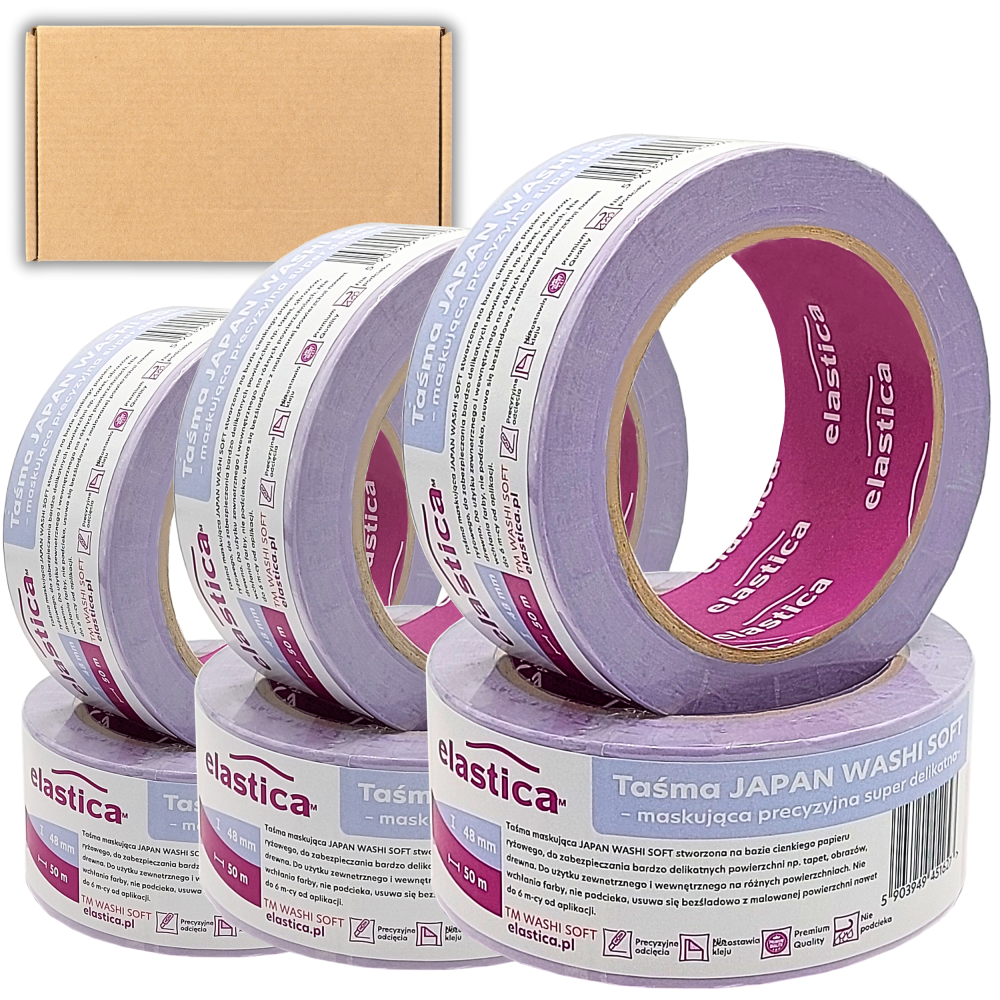 24x Taśma maskująca Elastica  JAPAN WASHI SOFT VIOLET 48mm/50m 