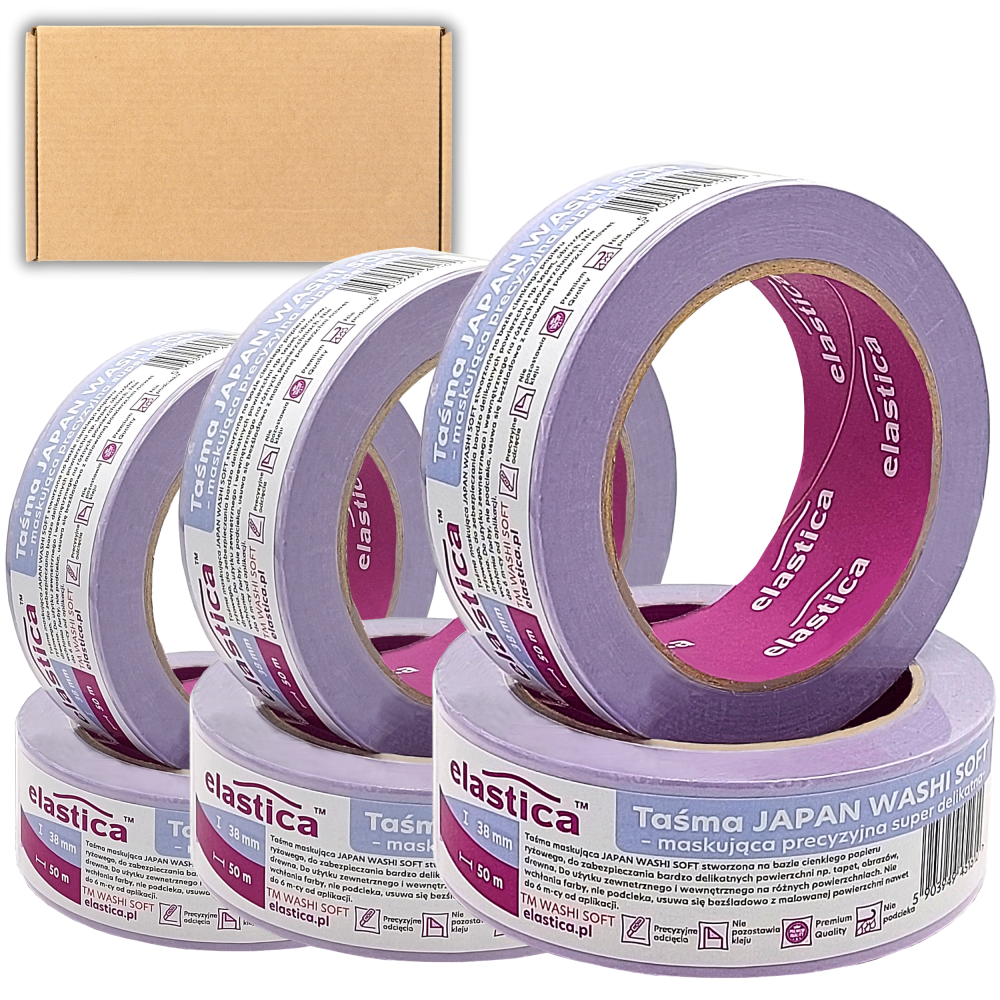 32x Taśma maskująca Elastica  JAPAN WASHI SOFT VIOLET 38mm/50m